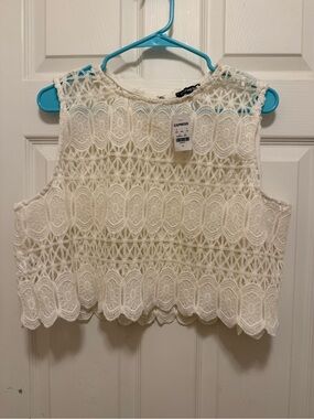 NWT Express White Crochet Crop Top